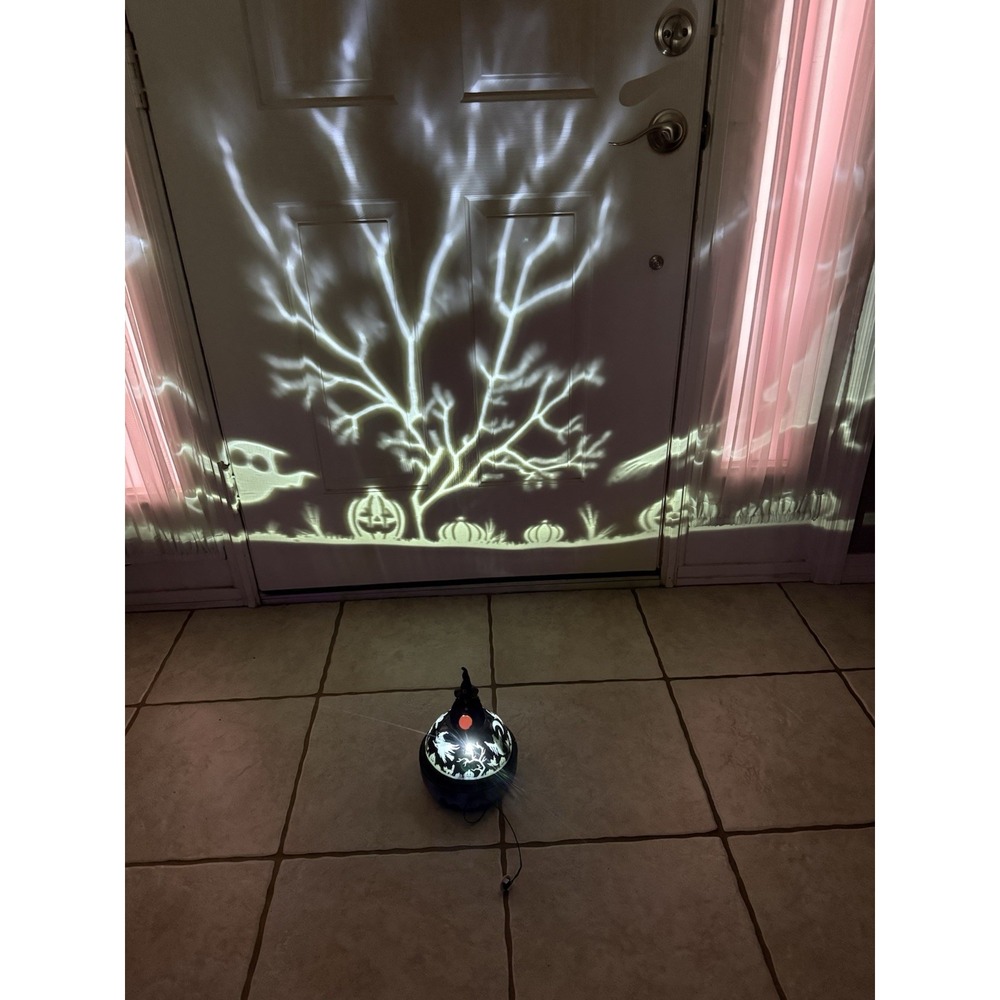 Gemmy LED Witch Light Show Shadow‎ Dome Witches Ghosts Pumpkins Works